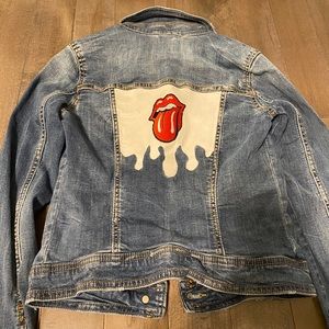 Custom patched and painted denim jacket